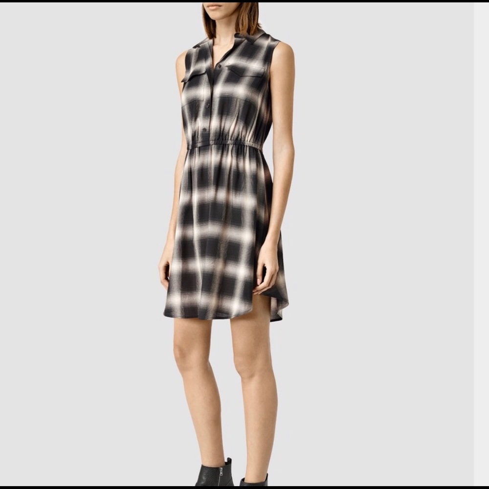 All Saints Itaca Dress in Black Checker